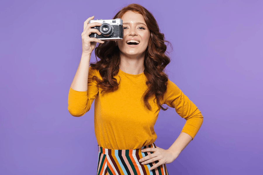 woman taking stock photos