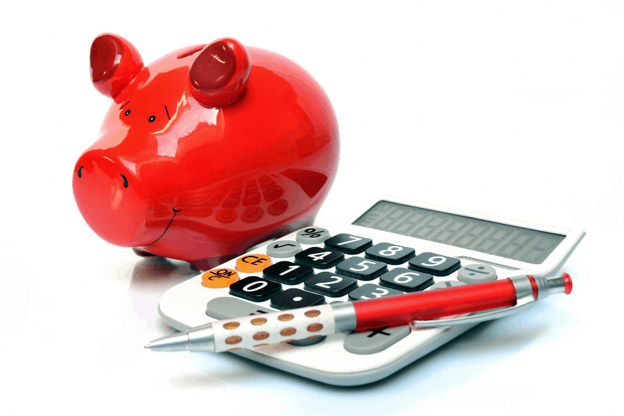 piggy bank and calculator