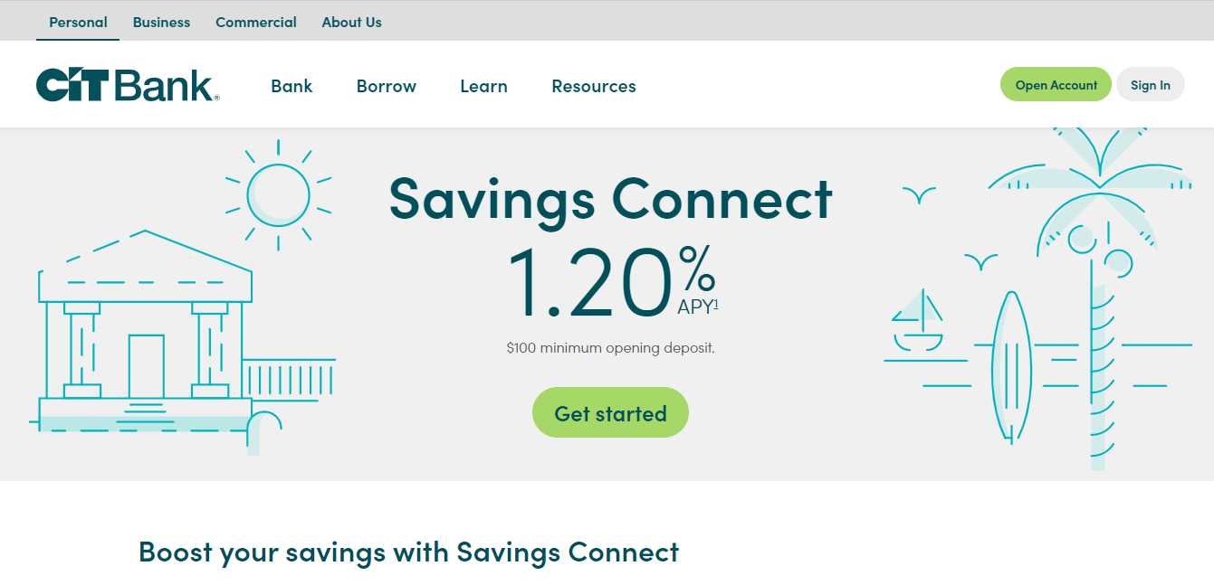 cit bank savings connect screenshot