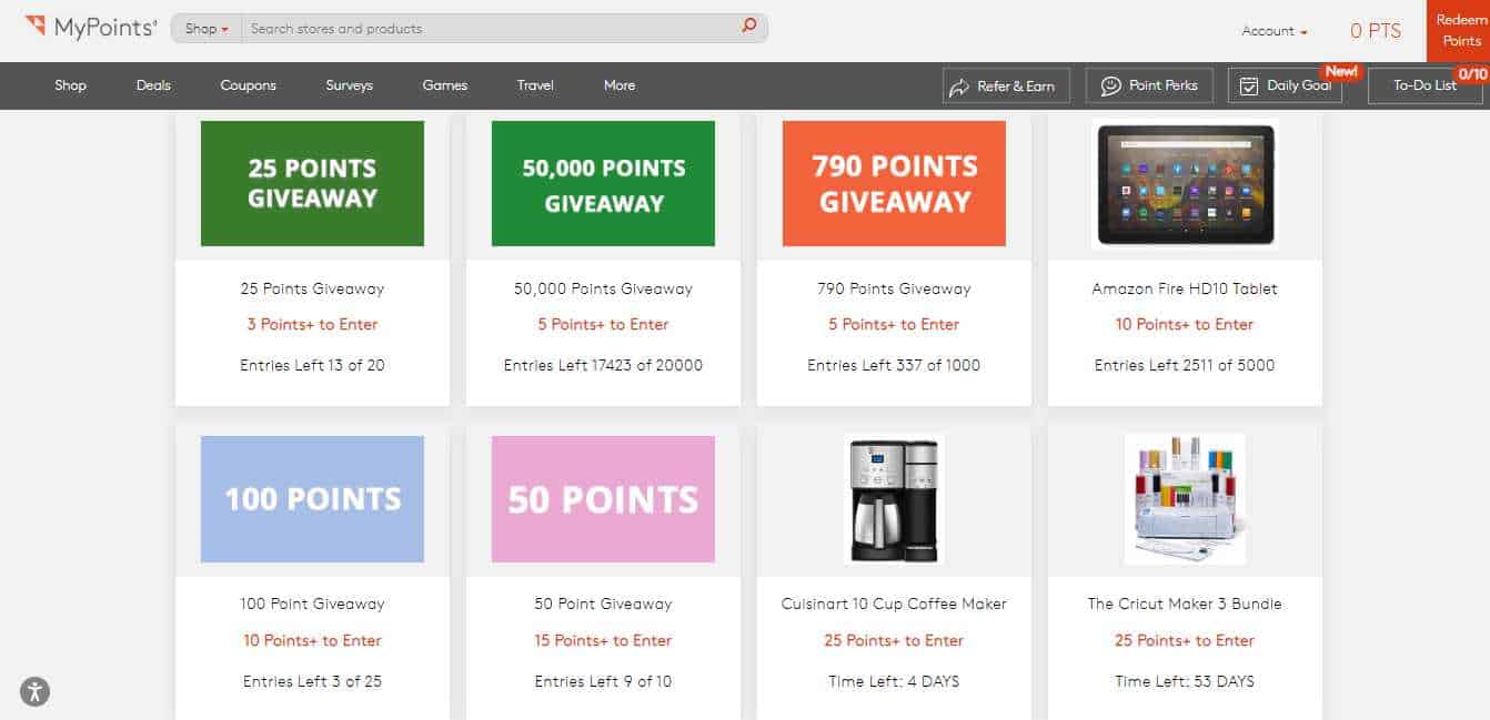 MyPoints Review Giveaways