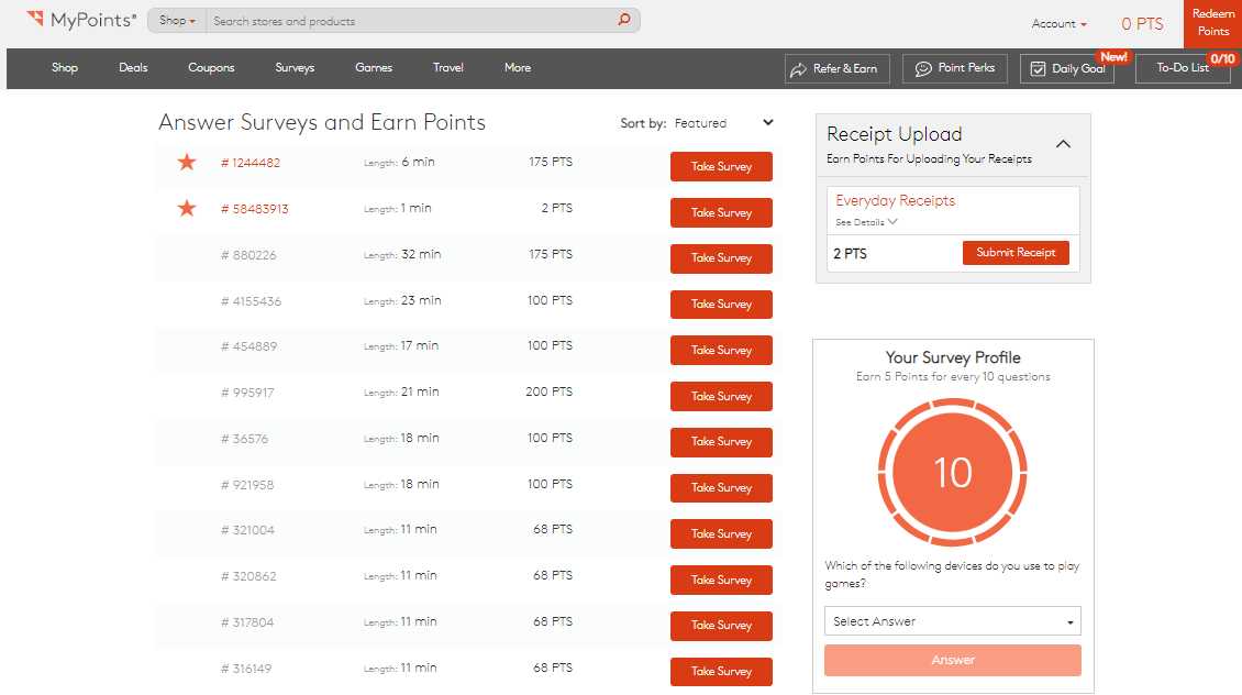 MyPoints Review Surveys