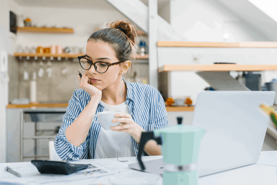 woman making a budget