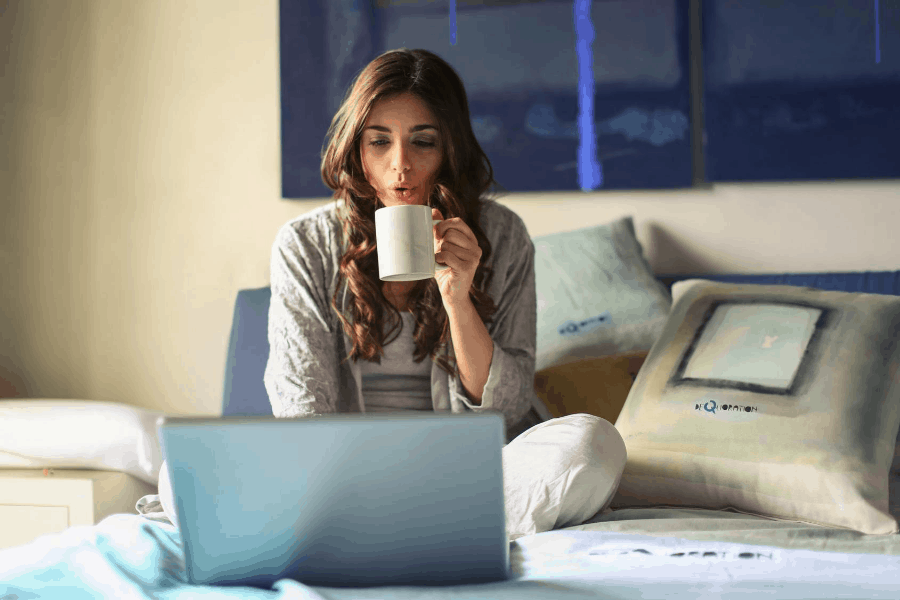 woman working online from home