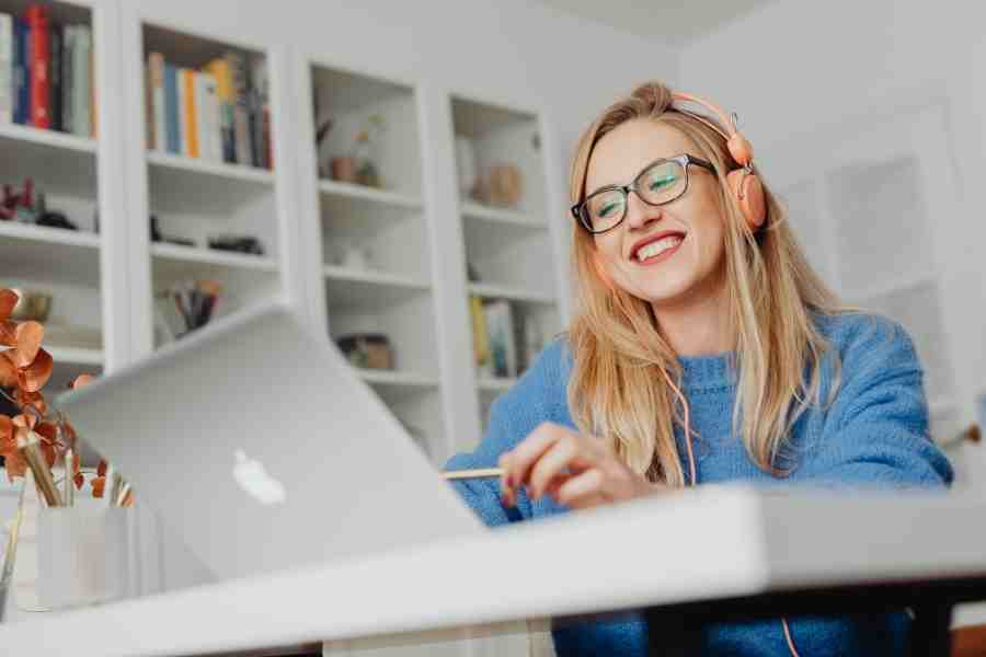 woman doing freelance work from home