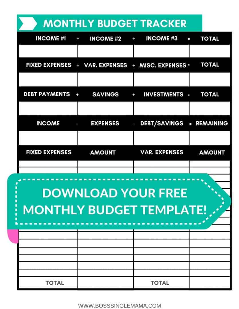 free monthly budget template