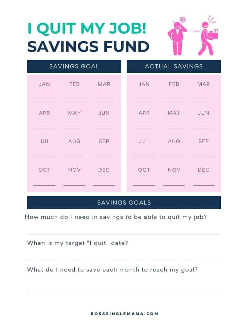 i quit my job savings chart