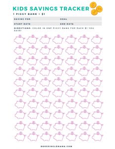 kids saving goal chart