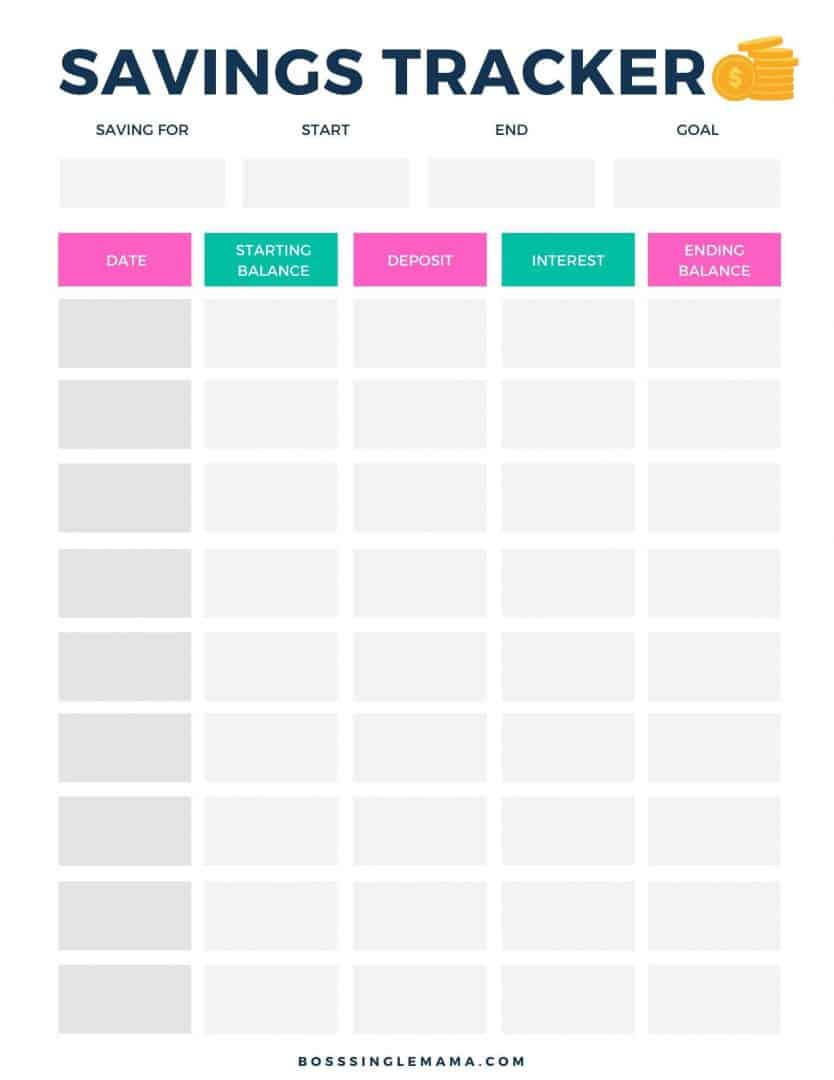 money saving charts