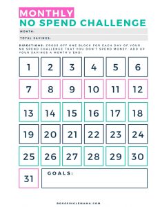 no spend challenge savings tracker