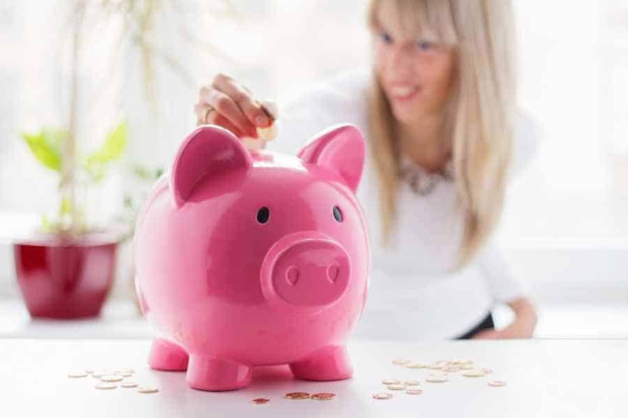 woman saving pennies