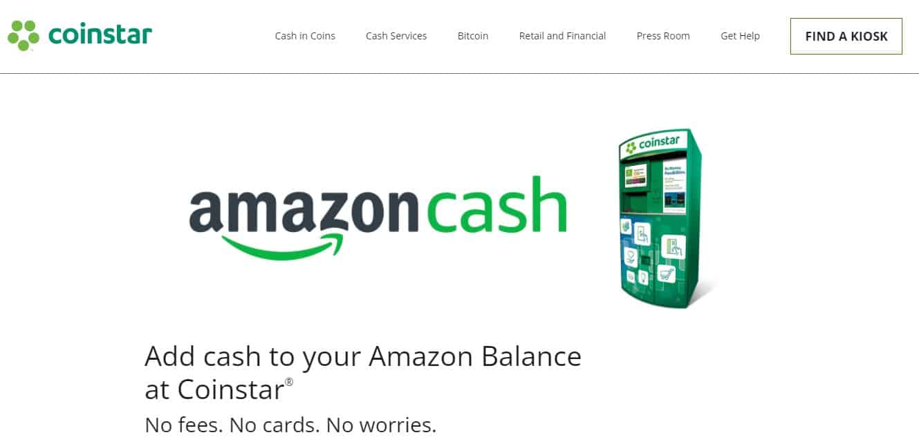 amazon cash at Coinstar banner page