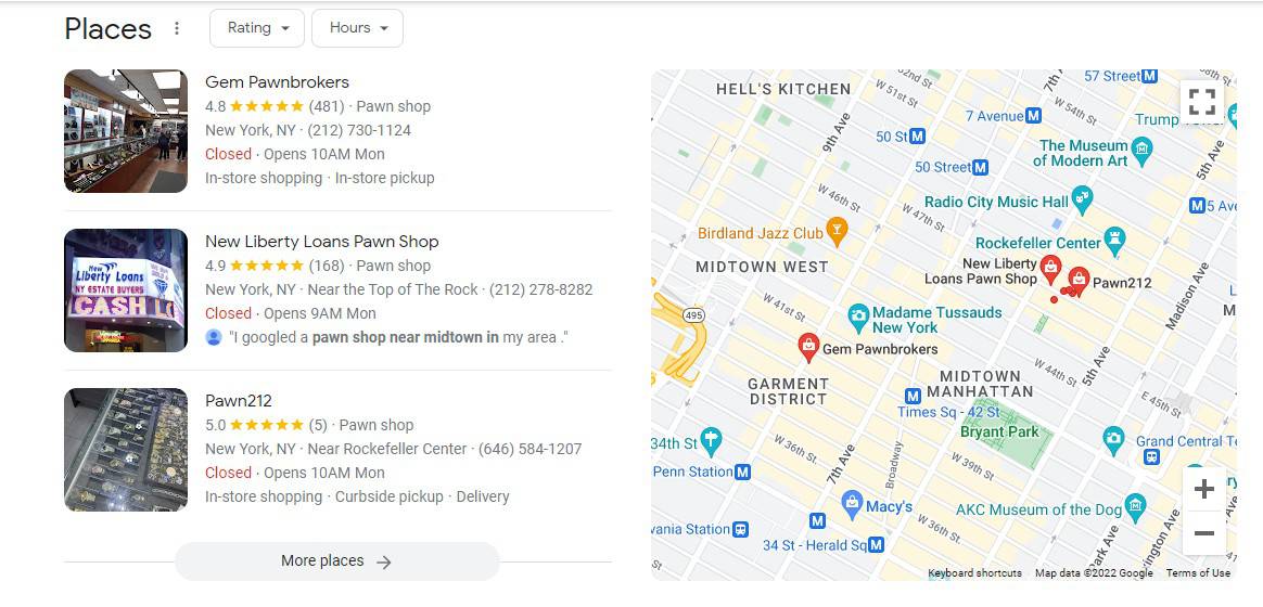 pawn shop near me google maps results