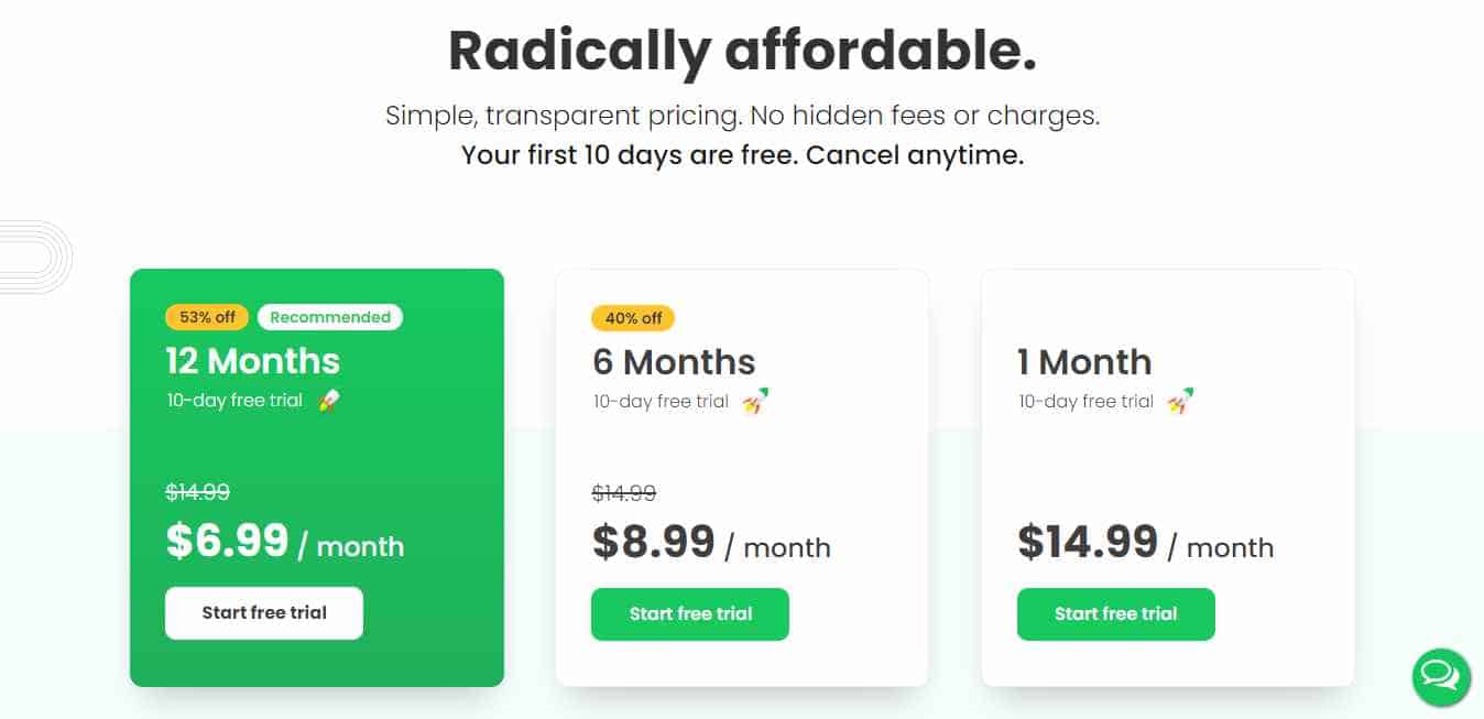 Bright Money Pricing Page