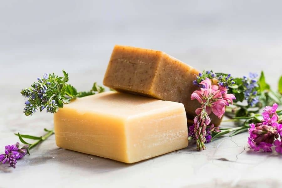 handmade soaps with dried flowers