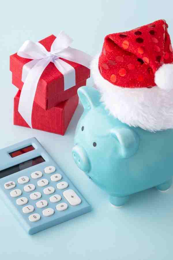 santa piggy bank with calculator