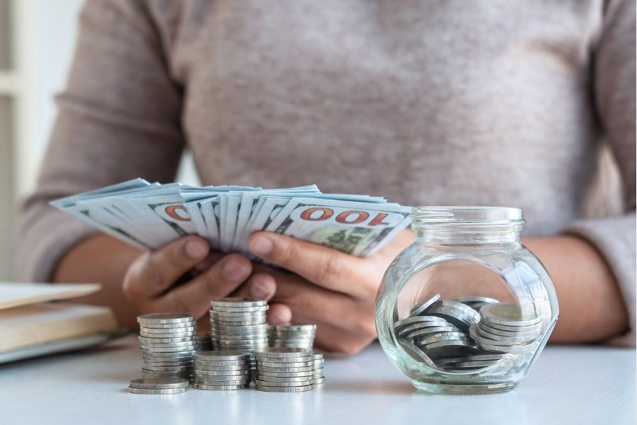 woman counting money