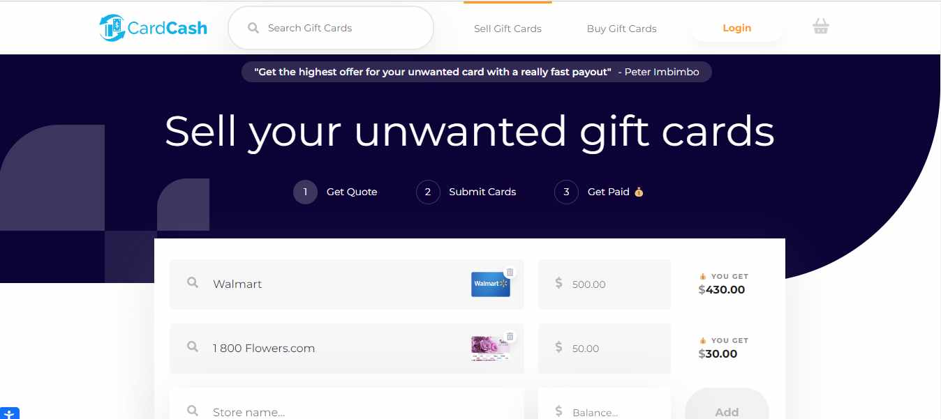 sell gift cards at cardcash