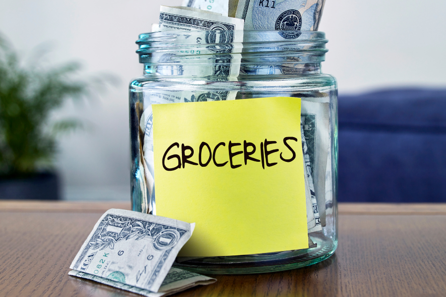 frugal food hacks grocery jar with cash